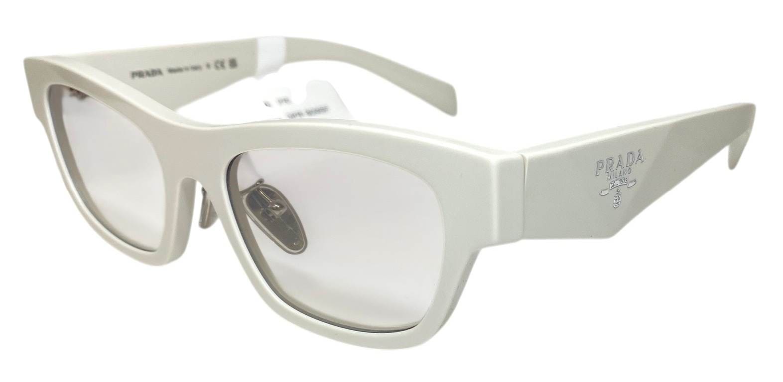 未使用 プラダ サングラス PRADA PR B09SF スクエア ホワイト レディース メンズ ロゴ SUNGLASSES 【中古】