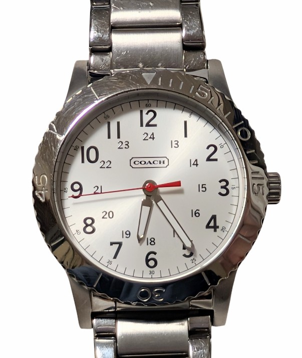 コーチ 時計 ウォッチ CA.70.2.14.0713 シルバー文字盤 42ｍｍ ＱＺ メンズ 紳士用 銀文字盤 アラビア数字 ＣＯＡＣＨ 【中古】
