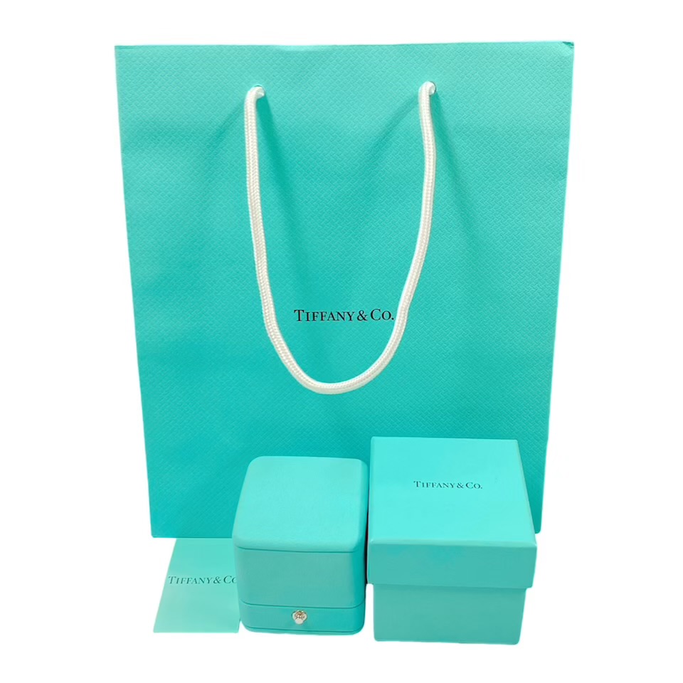 ティファニー リング用 リングケース ペアリングケース　空箱　2本用　箱 ケース TIFFANY 指輪ケース 指輪用 ボックス　BOX　化粧箱　ブルーボックス 紙袋　ショッパー　【中古】