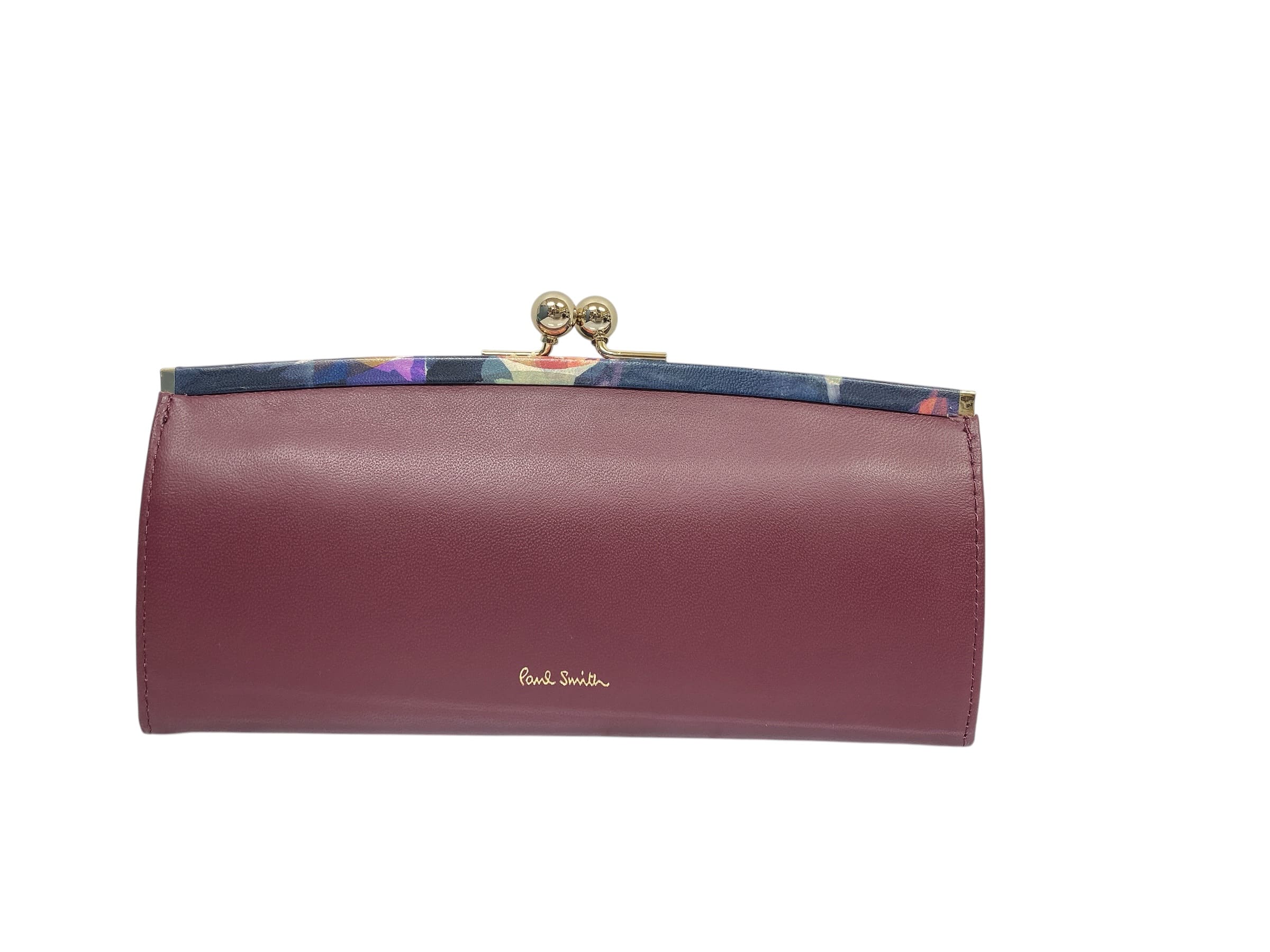未使用 ポールスミス 長財布 がま口 レザー レッド 赤 ワインレッド マルチストライプ 財布 レディース Paul Smith 二つ折り PWD775 【中古】|ブランドショップ 将軍