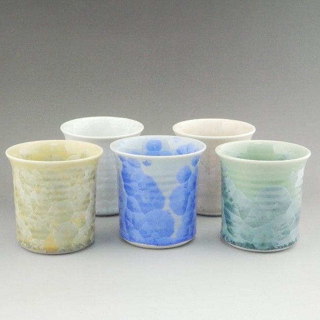 京焼 清水焼 花結晶焼酎杯揃え　陶あん