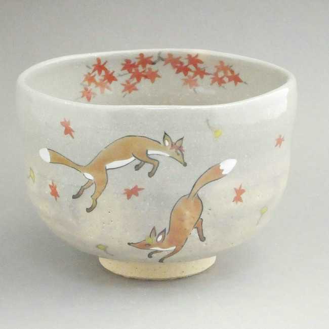 楽天市場】京焼 清水焼 抹茶茶碗 秋キツネ 昇 : 京焼清水焼専門店 松韻堂