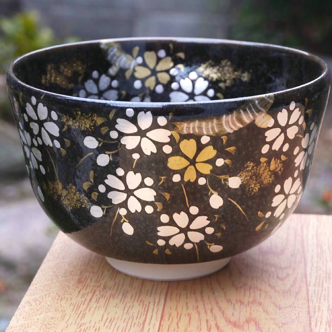 京焼 清水焼 夜桜抹茶茶碗 隆雲 特上