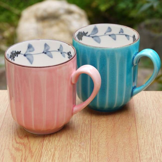 京焼 清水焼　交趾唐草ペアマグカップ 陶あん