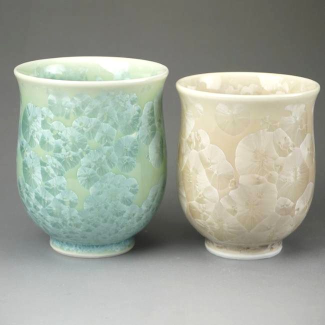 京焼　陶あん　茶碗　緑 織部五草花お茶呑茶碗 陶あん 椿単品 - 京焼清水焼 松韻堂