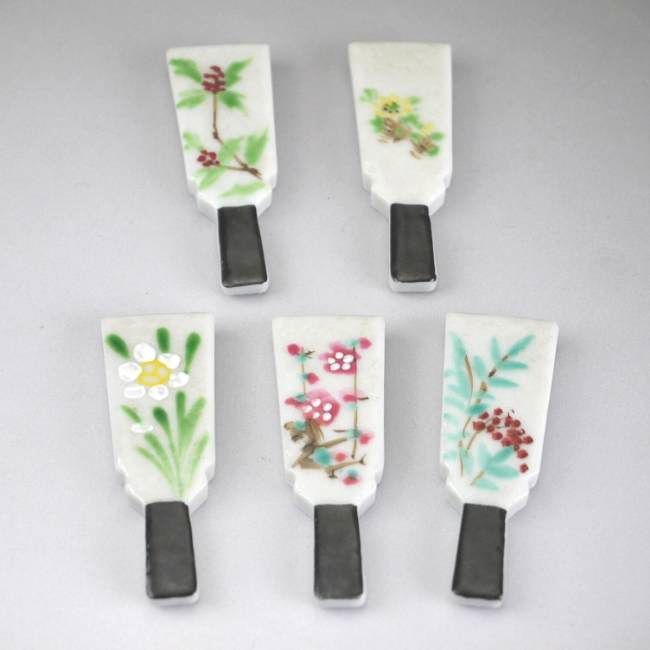 未使用保管✨清水焼 芳山 うちわ 朝顔 桔梗 箸置き 2個✨京焼 箸置 団扇 未使用保管✨清水焼 芳山 うちわ 朝顔 桔梗 箸置き 2個✨京焼 箸置