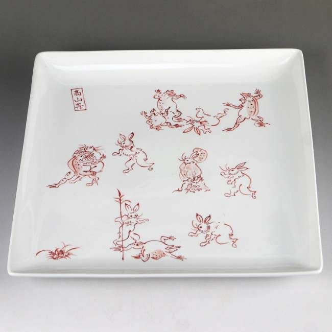 楽天市場】京焼 清水焼 染付鳥獣戯画 唐獅子画銘々皿 陶仙 : 京焼