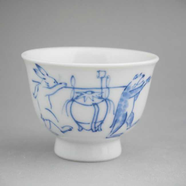 京焼 清水焼 鳥獣戯画煎茶碗　昭阿弥　大　単品