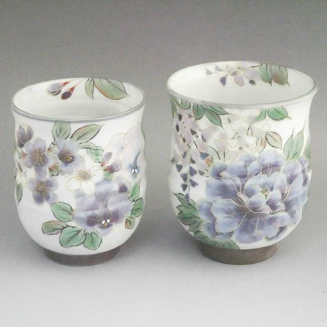 楽天市場】京焼 清水焼 白掛彩り草花夫婦湯呑 陶あん : 京焼清水焼専門