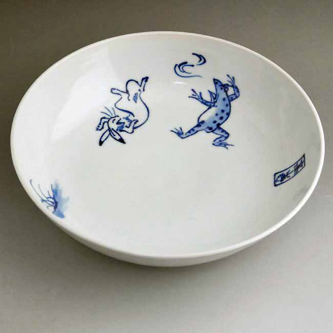 楽天市場】京焼 清水焼 染付鳥獣戯画 唐獅子画銘々皿 陶仙 : 京焼