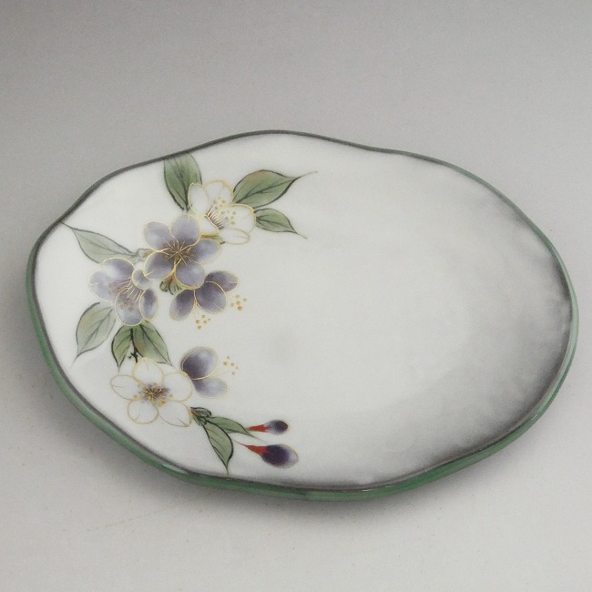 京焼   清水焼 白掛紫被子植物銘々皿 陶あん 桜単品 キッチン用品・食器・調理器具-食器・カトラリー・グラス-皿・プレート