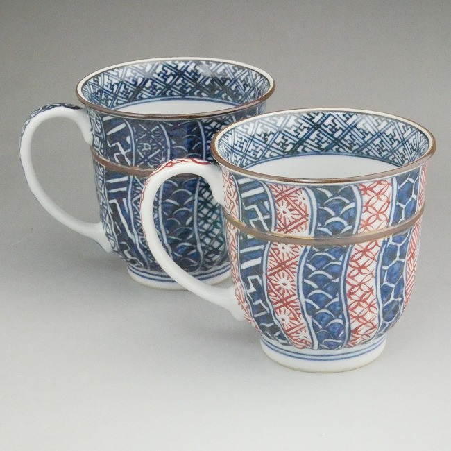 楽天市場】京焼 清水焼 青ピンク交趾花尽ペアマグカップ 昇峰 大 : 京