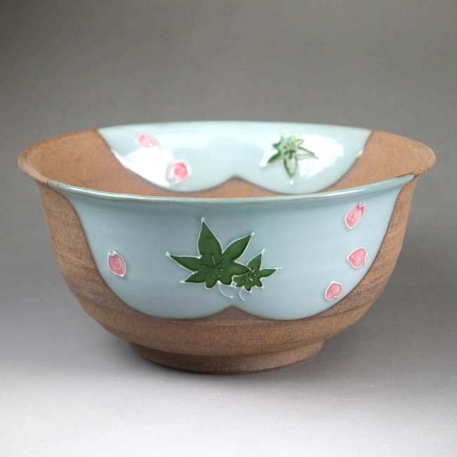 京焼 清水焼 焼締雲錦菓子鉢　雅楽