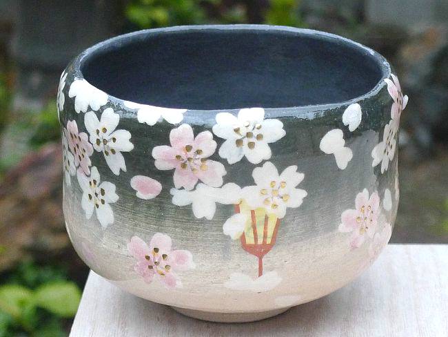 京焼 清水焼 楽茶碗 宵桜 楽入