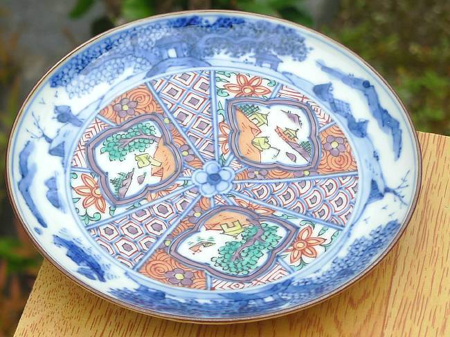 京焼・清水焼 四寸皿 色絵帯山水(いろえおびさんすい) 昭阿弥 PCR802-