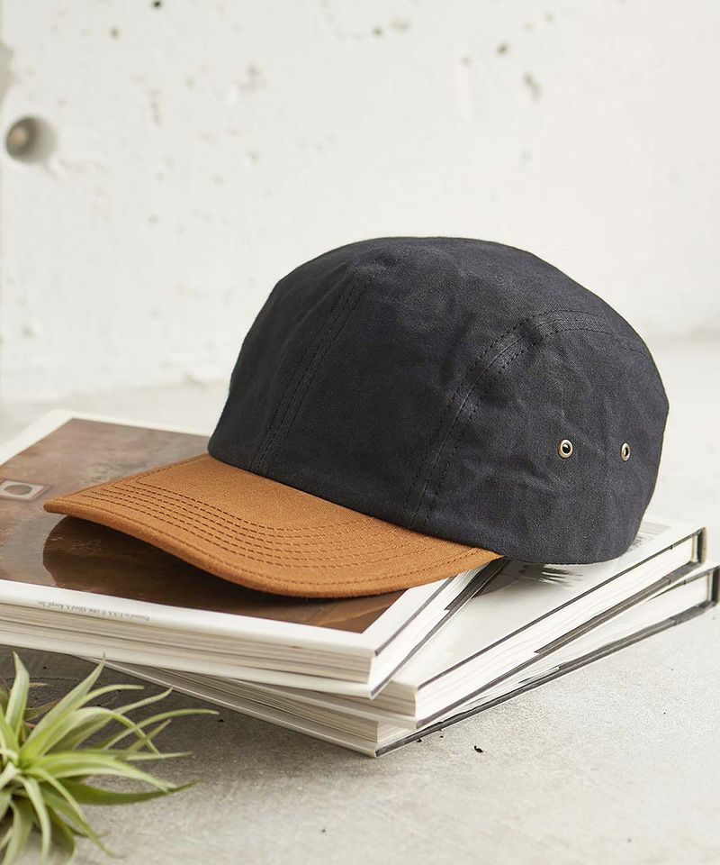 【Mighty Shine　マイティシャイン】Paraffin OX 4Panel Cap （BLACK）/　帆布製ジェットキャップ　シーズンレス　スタンダードキャップ　パラフィンオックスキャップ　防水加工
