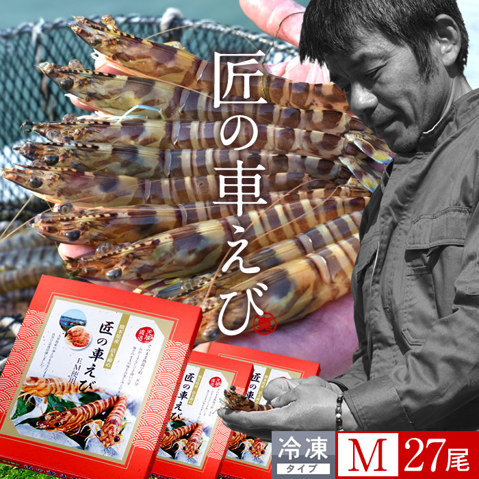 車海老 天草［活〆冷凍］M 27尾［9尾入250g&times;3P］車エビ 刺身 焼き フライ 熊本県 養殖 クルマエビ 島育ち 匠の車えび 直売所 旬 塩焼き［産直 お中元ギフト］｜食コレ Japan-food