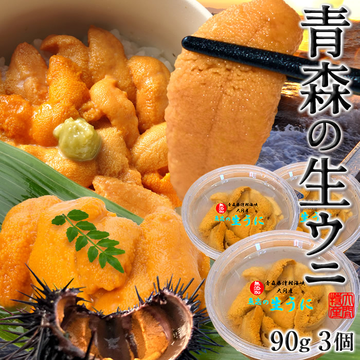 うに 塩水漬 国産極上 vvvパック 生うに 新物 90g×3個［新物］漁師の生ウニ 塩水漬け 青森県 津軽海峡 大間 旬キタムラサキウニ 予約販売 旬 雲丹［父の日 お中元ギフト］