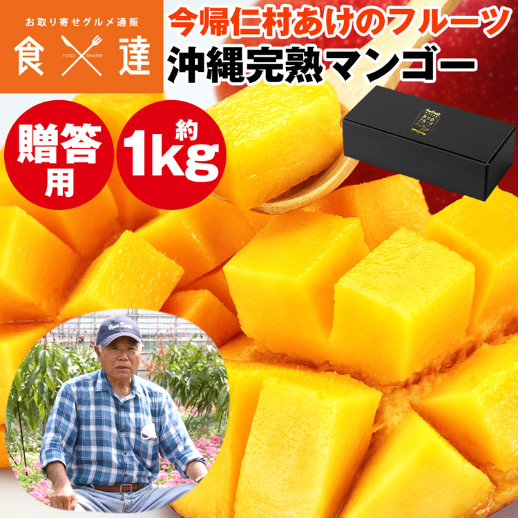 マンゴー 沖縄 完熟マンゴー 贈答用 1kg 2～3玉 今帰仁村 ギフト あけのフルーツ アップルマンゴー アーウィン種 常温便 同梱不可 指定日不可
