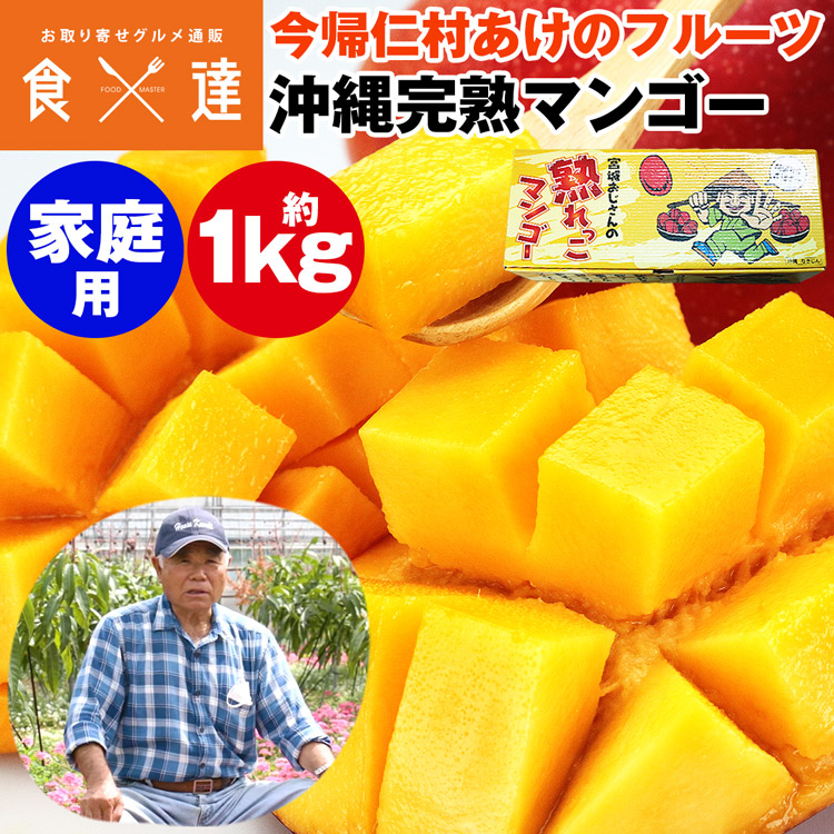 マンゴー 沖縄 完熟マンゴー ご家庭用 1kg 2～3玉 今帰仁村 あけのフルーツ アップルマンゴー アーウィン種 常温便 同梱不可 指定日不可
