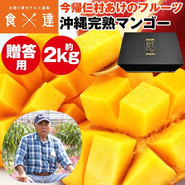 マンゴー 沖縄 完熟マンゴー 贈答用 2kg 4～7玉 今帰仁村 ギフト あけのフルーツ アップルマンゴー アーウィン種 常温便 同梱不可 指定日不可