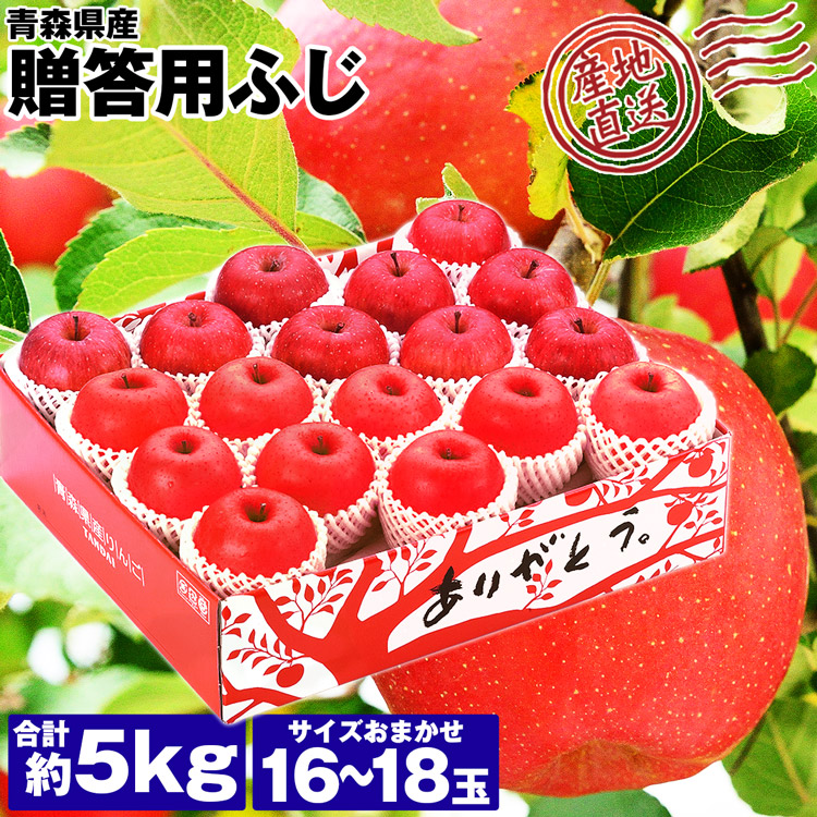 市場 ふじ 贈答用 リンゴ 16〜18玉 フルーツ ギフト 林檎 5kg 青森県産 りんご 産地直送