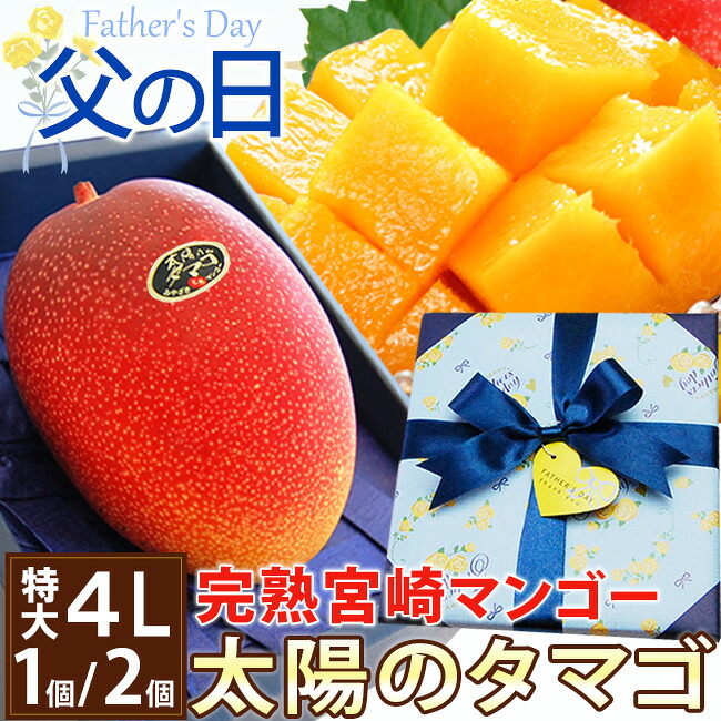 【 ご予約受付中 】 父の日 ギフト 特大4Lサイズ 宮崎県産 樹上完熟マンゴー 最高峰【 太陽のタマゴ 】 1個 / 2個 化粧箱入 南国フルーツ トロピカル 果物 ギフト 無料 メッセージカード付 グルメ 高級 健康 贈り物 太陽のたまご ラッピング リボン クール便