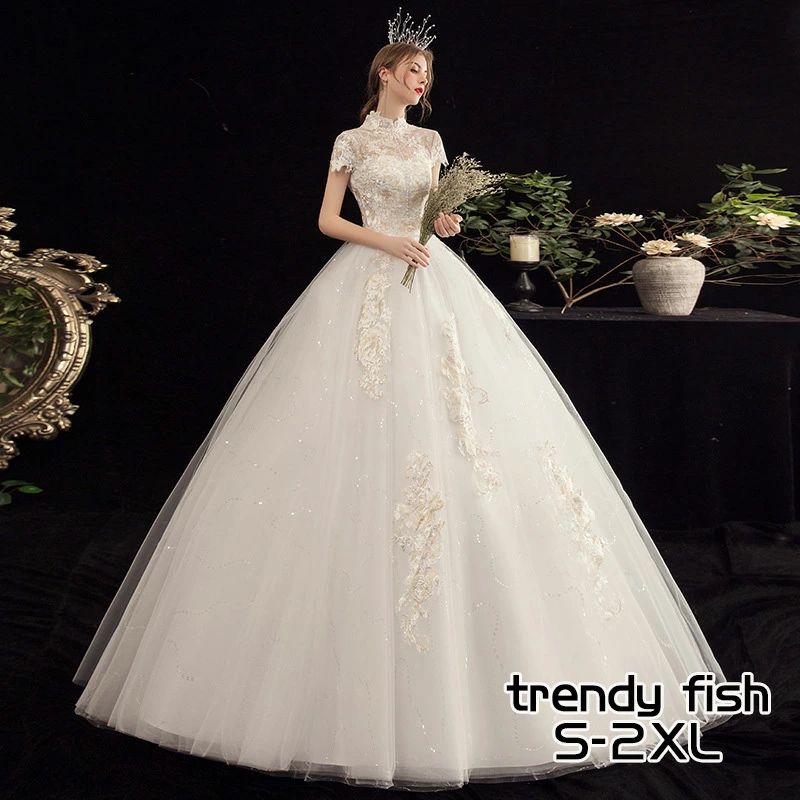 ロング御召しもの S/M/L/XL/2XL 半袖 袖あり 白いこと dress ウェディングドレス 床手合い ハイネック A伝達ルート 華燭の典 二次会 編み上げ 姫御前伝達ルート 交歓会 レディース wedding 白御召しもの 華燭の典 華燭の典御召しもの 花嫁御寮 挙式 安上がり
