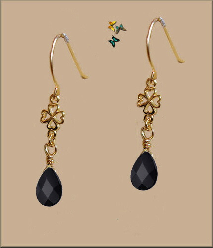 楽天市場】クローバーモチーフ オニキスピアス K18 計1.4g ピンク