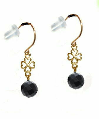 楽天市場】クローバーモチーフ オニキスピアス K18 計1.4g ピンク