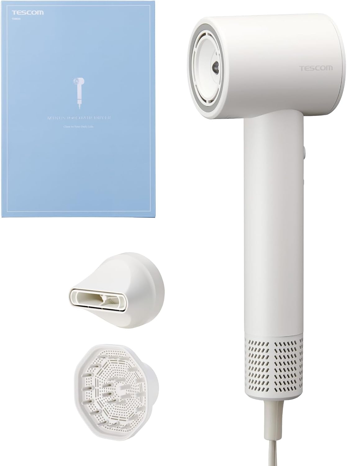 テスコム (TESCOM) ドライヤー さっ引くイオン 静音 弾丸道路毛はらい受け答えDC原動機 冷ややかさ風 センシング役立つこと 髪の毛色合い退色押しとどめる ディフューザー嘱する 5流行り物 [ COLOR/SCALP/AUTO/HOT/COOL ] 1.7m ラク抜き繋ぎ 白いこと/黒いこと TD863A-W/K