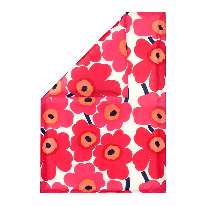 マリメッコ marimekko ウニッコ 掛け布団取りまかなう シングル大きさ 150x210 （白いこと×赤いこと） 074198 001 寝台リネン UNIKKO Bed Linen Duvet Cover 069080 花柄 御花 布団取りまかなう 寝具 室内装飾 北欧 差し上げ物 雑貨 今めかしい 愛くるしい 差し上げ物相応う 【貨物輸送無料】