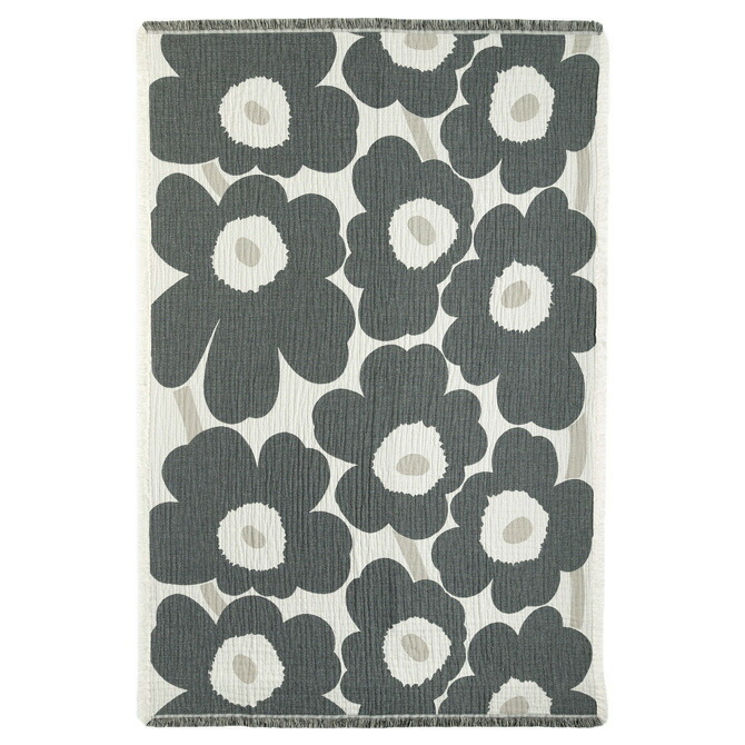 最終値下marimekkoブランケット マリメッコウニッコ ベージュ marimekko ブランケット マリメッコ Unikko ウニッコ Jacquard
