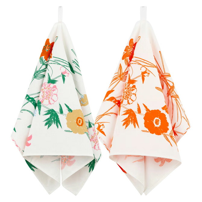 【美品】マリメッコ Kalendi & Losange キッチンタオルセット 美品】マリメッコ Kalendi & Losange キッチンタオルセット