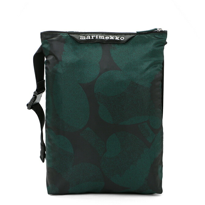 マリメッコ marimekko ミニウニッコ ニートクロスボディ ショルダーバッグ M （ダークグリーン×ブラック） 093826 93826 690 Neat Crossbody Mini Unikko Bag Medium 花柄 緑 黒 大きめ 軽量 かばん カバン おしゃれ かわいい プレゼント 北欧 雑貨 ギフト対応 【送料無料】