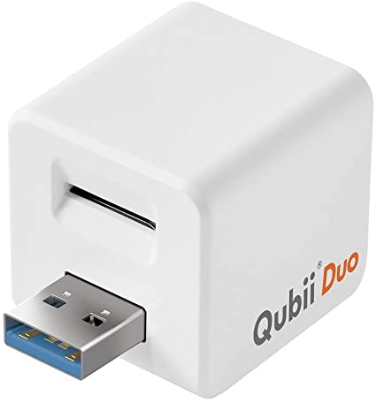 Maktar Qubii Duo USB Type A ホワイト 充電しながら自動バックアップ SDロック機能搭載 iphone バックアップ usbメモリ ipad 容量不足解消 写真 動画 音楽 連絡先 SNS データ 移行 SDカードリーダー
