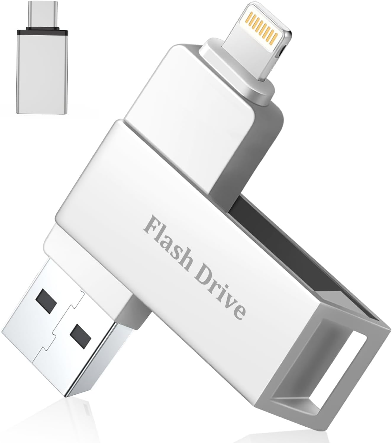 Vackiit「2026正規MFi認証品」iPhone用 usbメモリ512GB phone 写真データ保存 usb iphone対応 高速 USB 3.0 phone用外付けメモリiPhone/iPad/iPod/Win/Mac兼用 タイプc usbメモリ phoneバックアップ 携帯容量不足解消 シルバー｜ショップあまのとり
