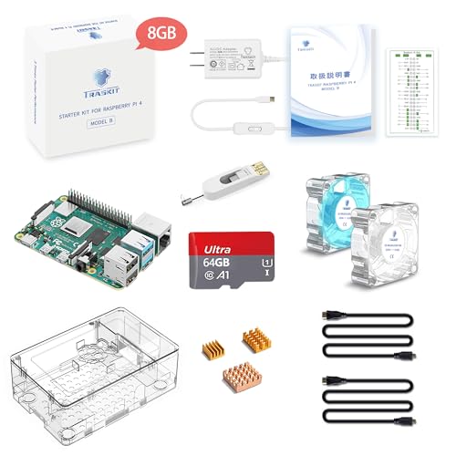 Raspberry Pi 4B /ラズベリーパイ4B（8GB RAM）/MicroSDHCカード64GB NOOBSプリインストール/簡単に取り付けるケース/5.1V/3A Type-C スイッチ付電源/MicroHDMI-to-HDMIケーブルライン/ヒートシンクと静音冷却ファン/カードリーダ/GPIOリファレンスカード/日本語取扱説明書｜ショップあまのとり