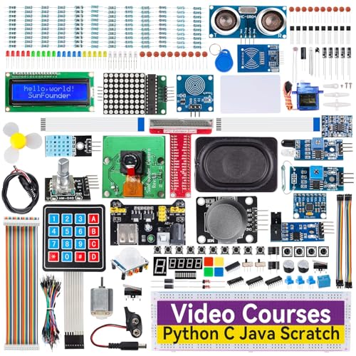Raspberry Pi 用のスターターキット究極版 SunFounder ラズベリーパイ5 4B 3B+ 400用, Python C Java Scratch Node.js, オンライン詳細マニュアル, 161学習レッスン, 337アイテム (カメラモジュール、スピーカー、I2C LCDなど)|ショップあまのとり