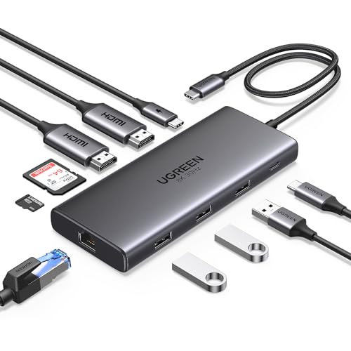 UGREEN Revodok Pro 210 10 in 1 USB Cドッキングステーション USB Cハブ 二つHDMI拡張4K@60Hz 一つ拡張8K@30Hz USB A *3+ USB C 5Gbpsデータ転送ポート 100W PD急速充電|ショップあまのとり
