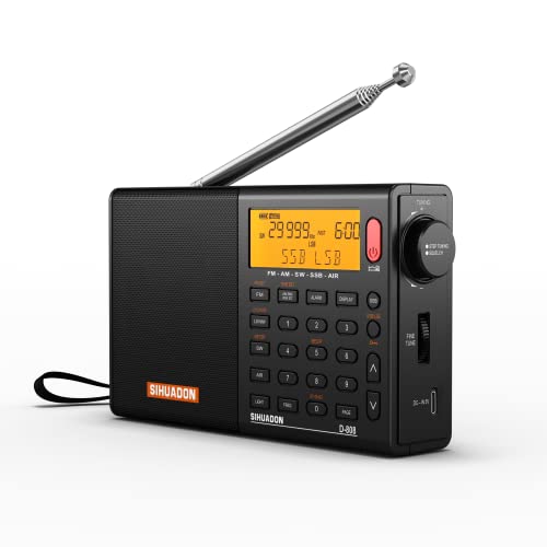 ポータブルラジオ FM/AM/SW/LW/エアバンド ポケットラジオ SSB/BCL/DSP/RDS 高感度 小型 超軽量 電池式 充電式 オートオフ機能付き 操作簡単 日本語説明書付き