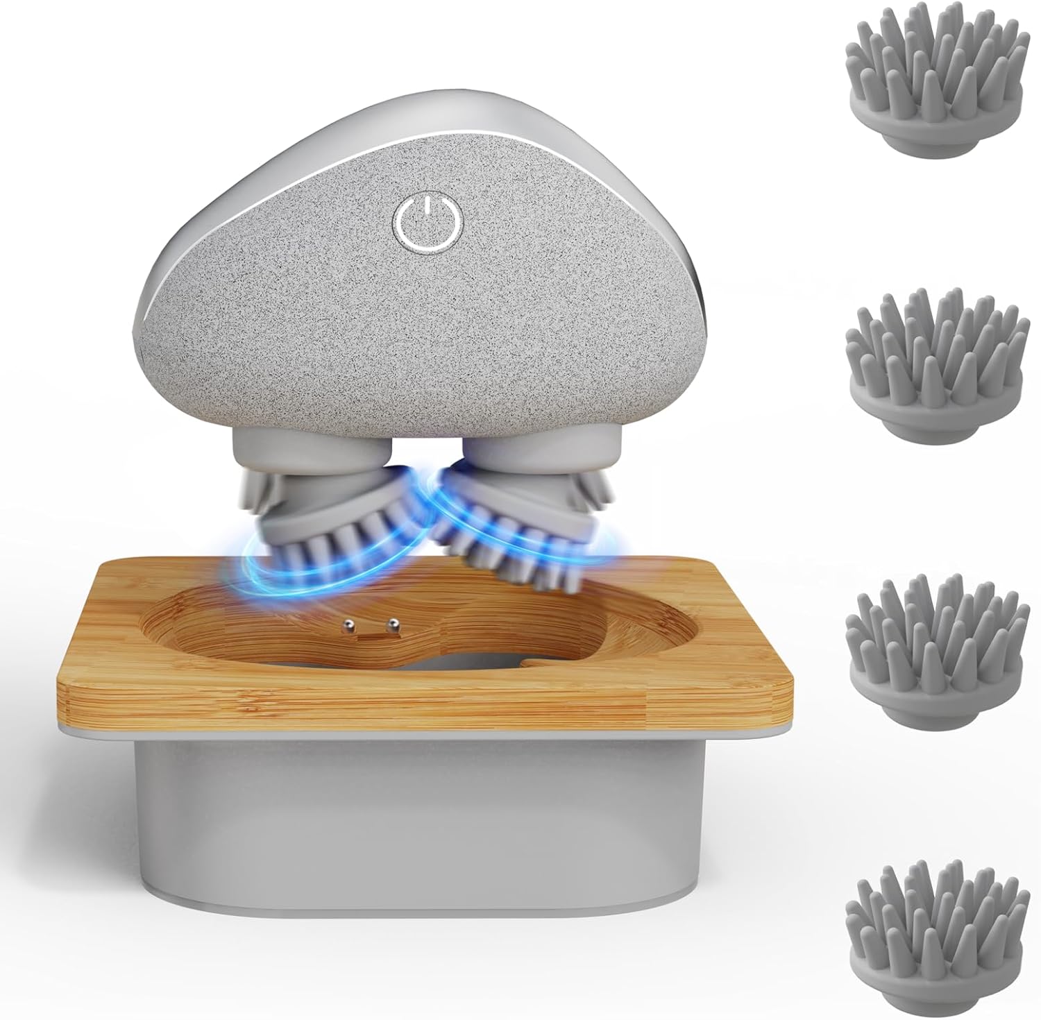 breo  電動頭皮毛はらい 頭皮世話をする 3Dムーブ 竹製申し受ける照明ランプ IPX7雨合羽 乾湿両用 軽さ ヘッドスパ 五体当て嵌める可 コードレス 持ちはこぶ助けになる 男女兼用 差し上げ物 scalp mini 薄墨色