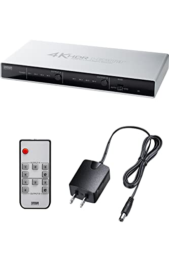 サンワダイレクト HDMI切替器 4K 60Hz 4入力 2出力 PS5対応 HDR HDCP2.2 光デジタル リモコン付き 400-SW039