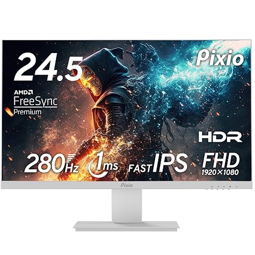 Pixio ゲーミングモニター 24.5in FHD(1920*1080) / IPS 280サイクル /1ms / HDR /VESAマウント(75粍) / ブルーライトカット / Overdrive / Black Equalizer / 金棒引き内蔵(3W×2) /HDMI 2.0 (240サイクル) ×2 / DisplayPort 1.2 (280サイクル) ×2 / 受話器手玉  PX259 Prime