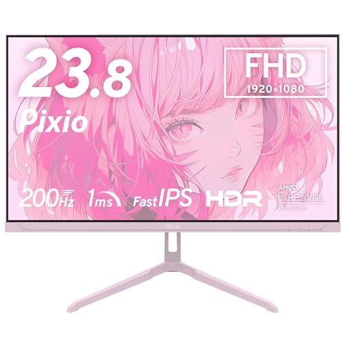 Pixio PX248 Wave Pastel Pink ゲーミングモニター 23.8インチ 200Hz FHD(1920×1080) 非光沢 Fast IPS 1ms スピーカー内 /ブルーライトカット / HDMI 2.0 ×1