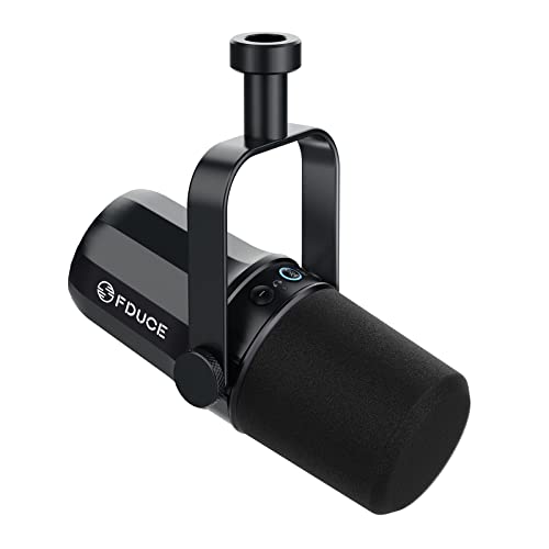 FDUCE USB/XLR ダイナミックマイク ポッドキャスティング、ゲーム、ライブストリーミングおよび録音用、内蔵ヘッドフォン出力、LED ミュートボタン、オールメタル、音声分離テクノロジー SL40 (ブラック)