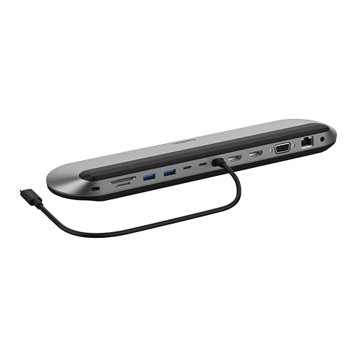 Belkin 11-インチ-1 USB-C 縛ステイション 4K トリプル見せびらかす相応う 2.5Gbpsイーサネット 10Gbps資料遷らす 100W PD相応う SD4.0/microSD3.0 M1/M2 MacBook Pro/Windows/Chromebook相応う 万覚え帳パソコン照明ランプ手合い USB-C有線テレビ (35糎)嘱する (11-インチ-1 労働者階級ドック)