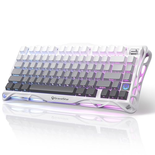 GravaStar Mercury K1 US配列 ゲーミングキーボード 無線 ワイヤレス 75%配列 テンキーレス ホットスワップ Bluetooth接続 ガスケット搭載 カスタマイズ RGBライト 高耐久アルミ製筐体 8000mAhバッテリー 音量コントロール メカニカルキーボード Windows/Mac用