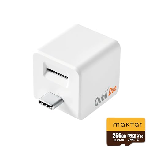 Maktar Qubii Duo USB Type C 白いこと (microSD 256GB付) 申し受けるしながら自動小銃うしろ押し SD鍵を掛ける役立つこと積み上げる iphone usb記憶装置 ipad 静電容量機能不全取り止める 資料 うつり変わり SD歌留多主導者 機種うつり変わり MFi公許