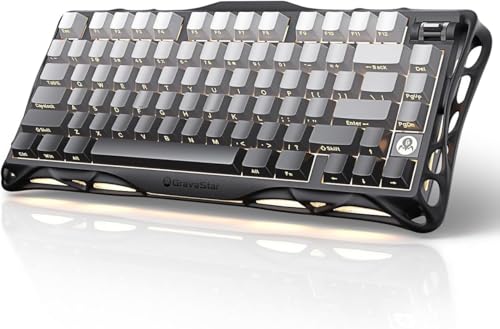 GravaStar Mercury K1 ゲーミングキーボード 無線 ワイヤレス 75%配列 テンキーレス ホットスワップ Bluetooth接続 ガスケット搭載 カスタマイズ RGBライト 文字側の刻印スタイル 高耐久アルミ製筐体 8000mAhバッテリー 音量コントロール メカニカルキーボード Windows/Mac用